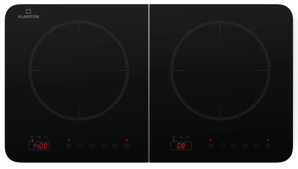 Klarstein Cookio, dupla indukciós főzőlap, 3500 W, időzítő, üvegkerámia