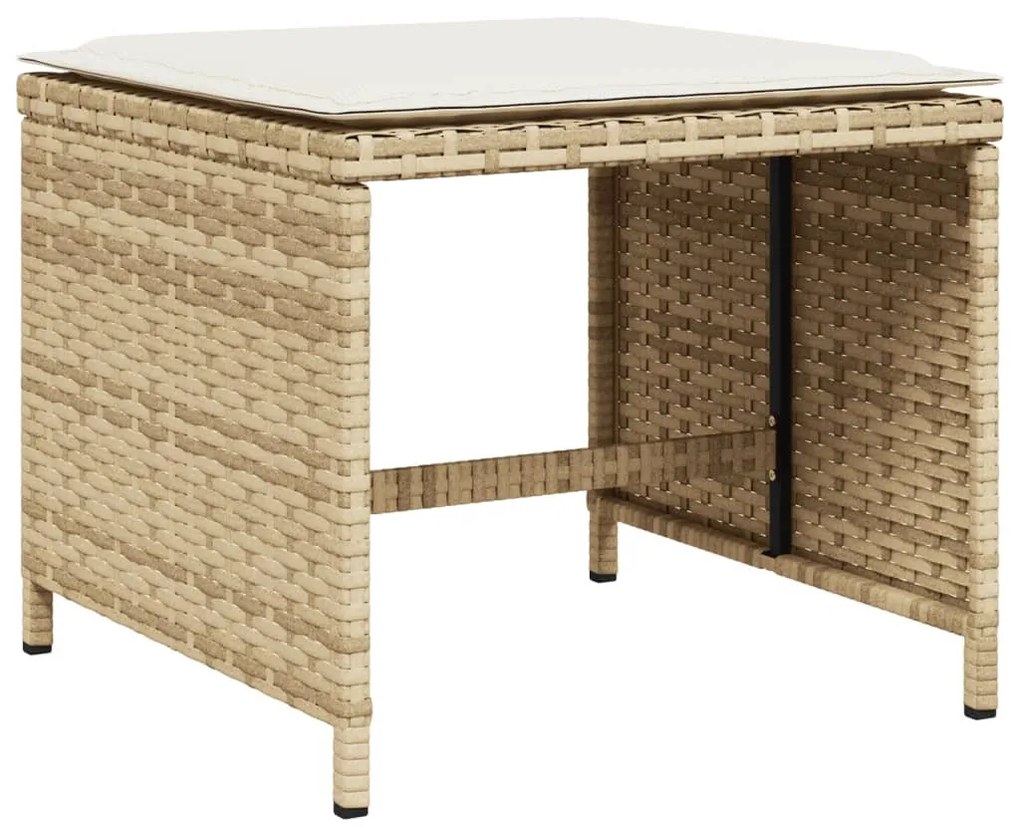 4 db bézs polyrattan kerti szék párnával 41 x 41 x 36 cm