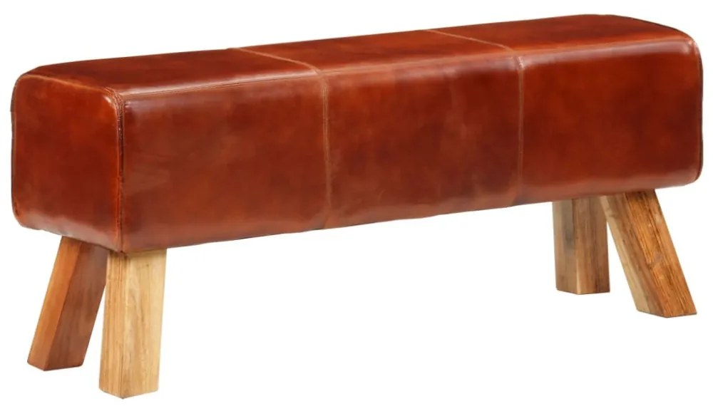 barna valódi bőr és tömör mangófa tornapad 110 cm