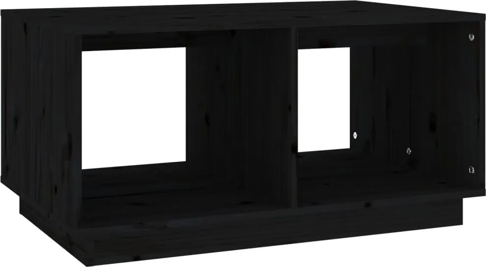 vidaXL fekete tömör fenyőfa dohányzóasztal 80 x 50 x 40 cm