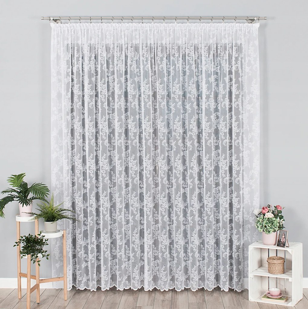 Jacquard Szalagfüggöny, Hosszú Apró Virágok 560cm széles x 250 cm