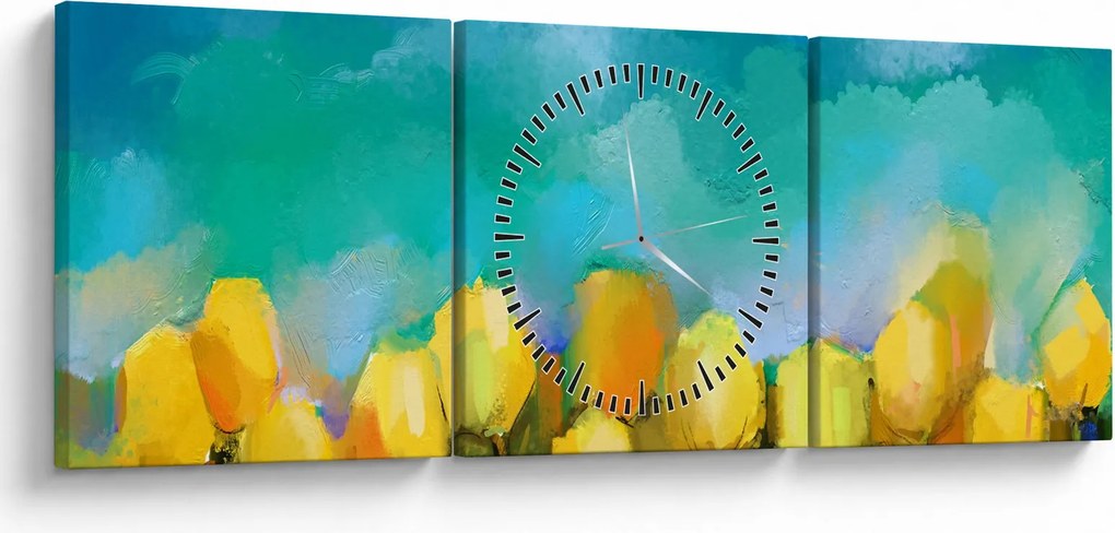 Sárga tulipán képe (órával) (90x30 cm)