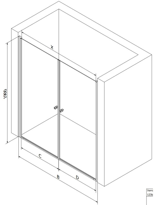 Mexen Pretoria Duo, 2-szárnyú zuhanyajtó nyílásig 140 cm, 6mm átlátszó üveg, króm profil, 852-140-000-02-00