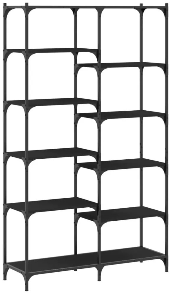 fekete szerelt fa és vas könyvespolc 100 x 32 x 170 cm