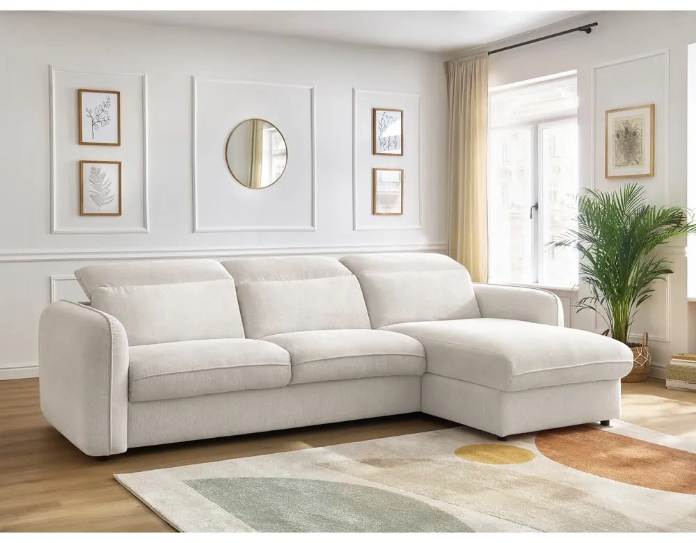 Fehér kinyitható sarokkanapé (variálható) Achille – Bobochic Paris