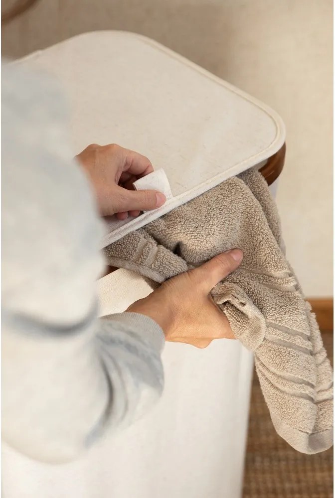 Krémszínű textil szennyeskosár Bamboo/Linen – Bigso