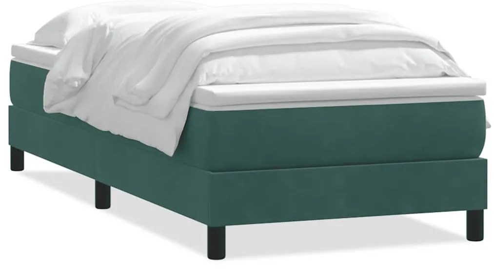 vidaXL sötétzöld bársony rugós ágy matraccal 80x220 cm