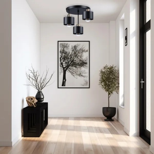 Csillár 3xE27/35W/230V átm. 30 cm fekete/arany