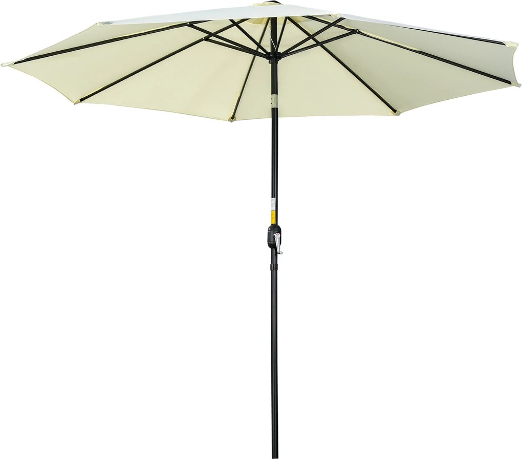 Outsunny Kültéri Dönthető Napernyő 8 Karral és Kurblival, Fém és Poliészter Kertiparánc, Ø295x250 cm, Beige | Aosom