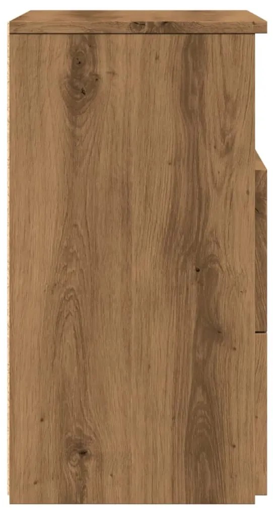2 db kézműves tölgy színű szerelt fa éjjeliszekrény 50x32x60 cm