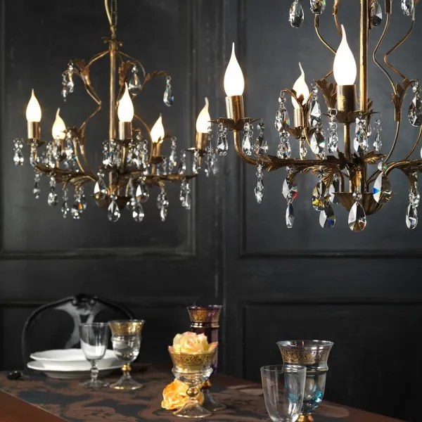 ONLI - Csillár láncon TERESA 5xE14/6W/230V bronz