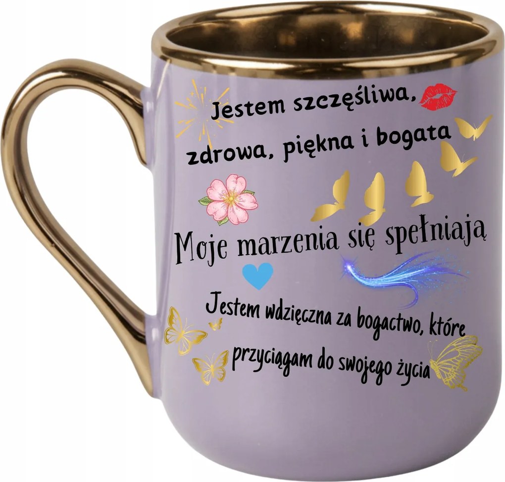 Elegáns bögre "Az én gazdagságom megerősítései" 330 Lila