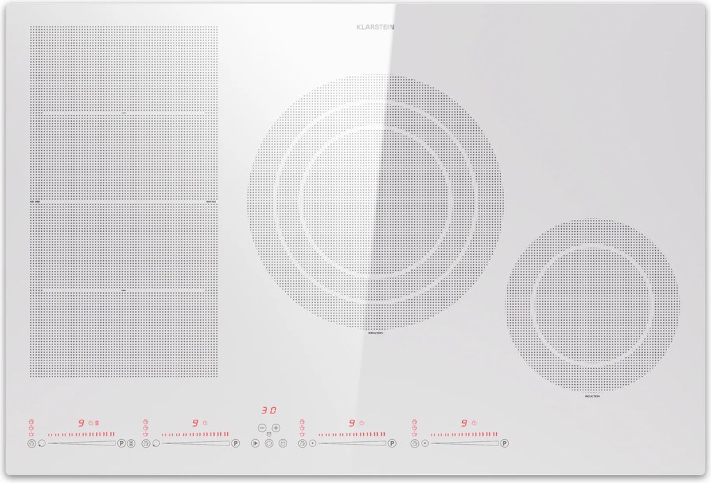 Klarstein Masterzone 77 Hibrid, indukciós főzőlap, max. 7200 W, beépített, 4 Flex zóna, ThermoBoost technológia, Smart Flex