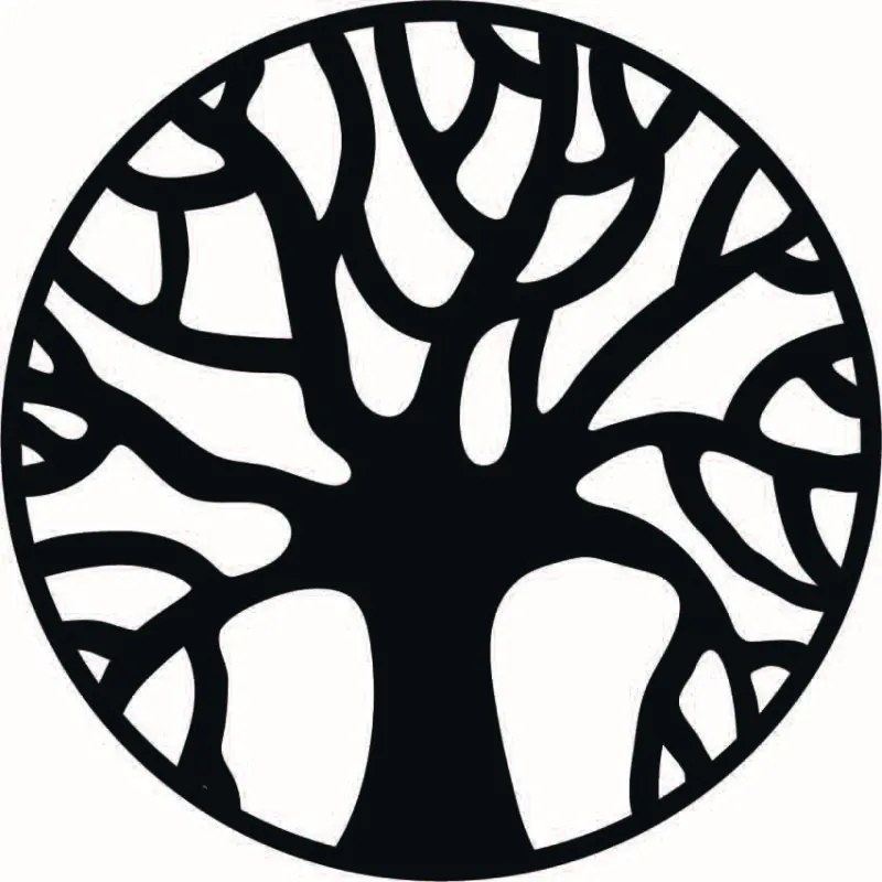 Fából készült falikép ágakkal körben - POCCITT
