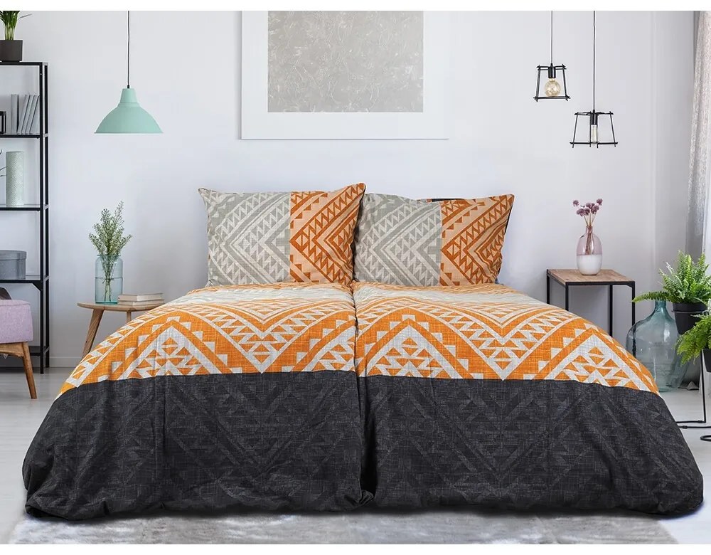 B.E.S. Petrovice Flanel ágynemű Etnic Terra, 140 x200 cm, 70 x 90 cm