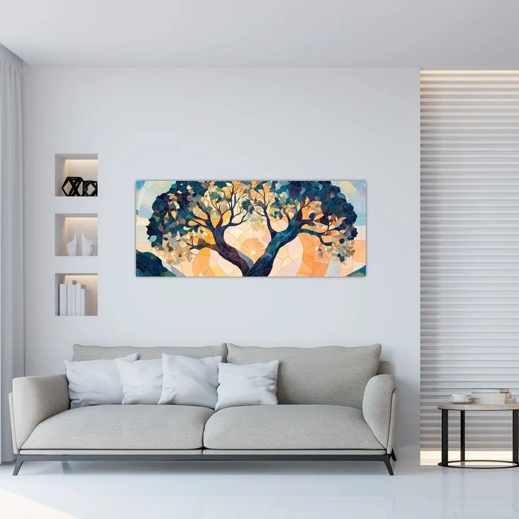 Kép – Mozaik – nap és fa II. (120x50 cm)