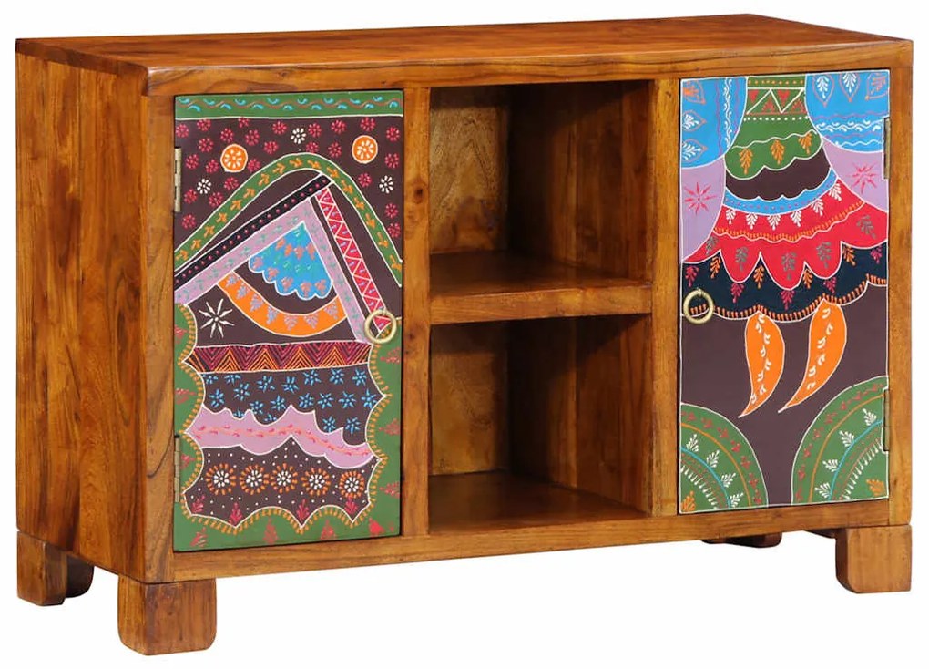 tömörfa akácfa többszínű komód 90x35x60