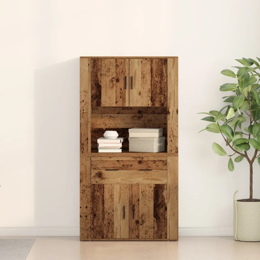Magas öltözködő szekrény Régi fa 80x33x150 cm Mérnöki Fa