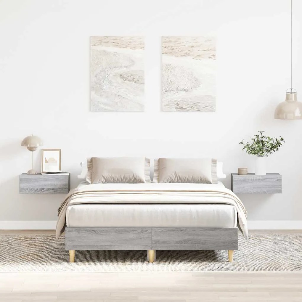 sonoma tölgyszínű szerelt fa ágykeret matrac nélkül 135 x 190cm