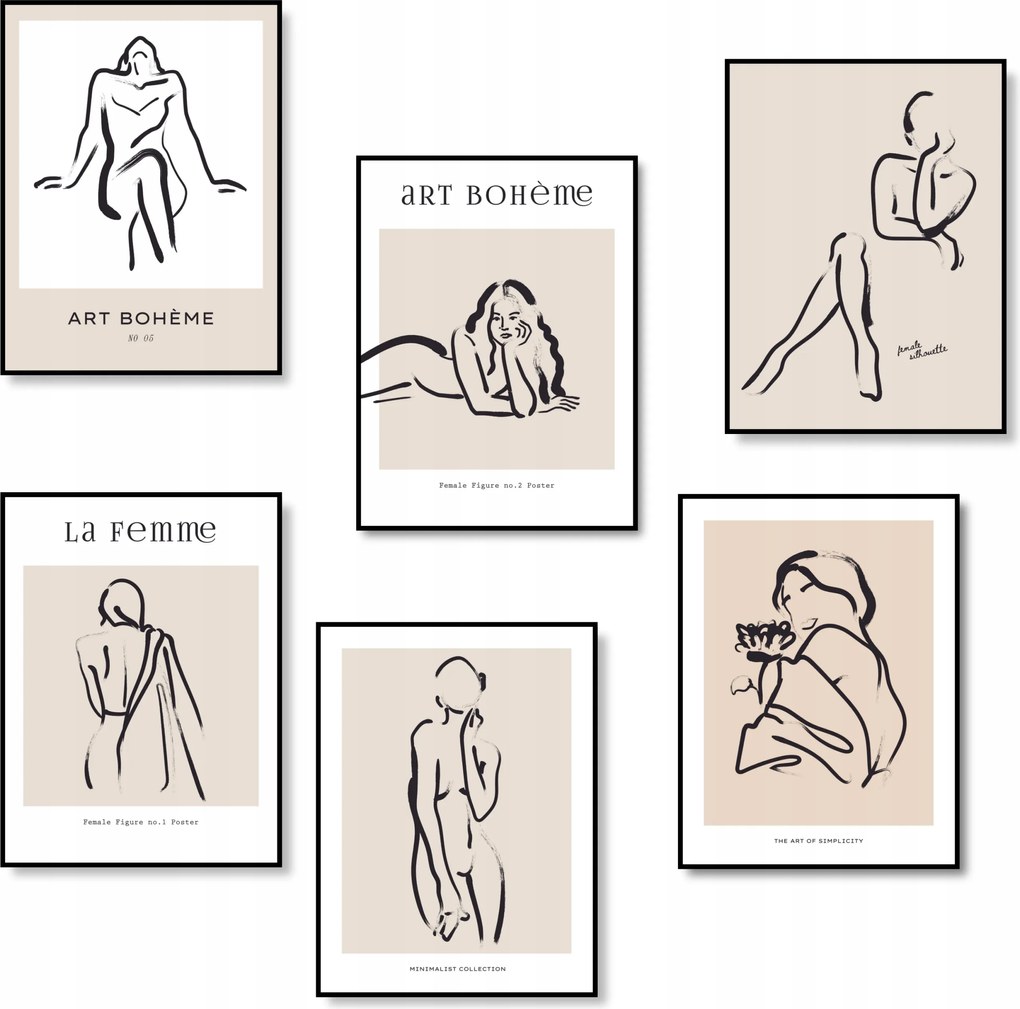 Boho Dekoráció Geometrikus Poszterek Boho 6 db-os szett A4 *Sok minta*