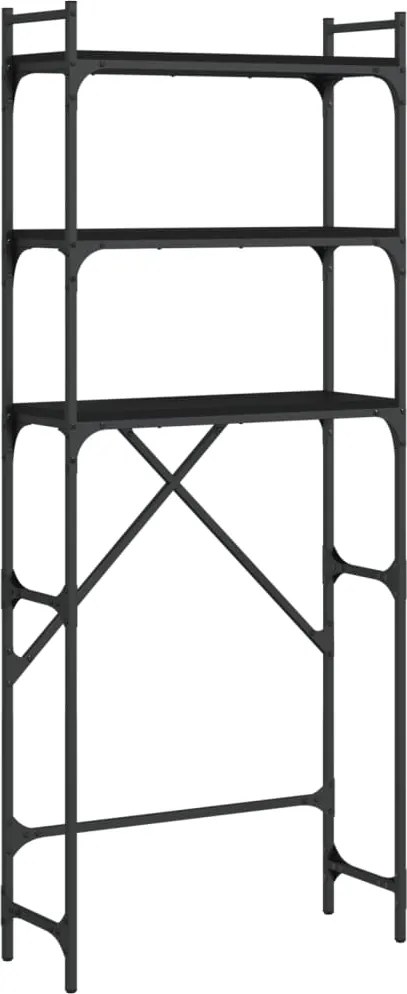 vidaXL fekete szerelt fa mosógéppolc 67 x 25 x 163 cm