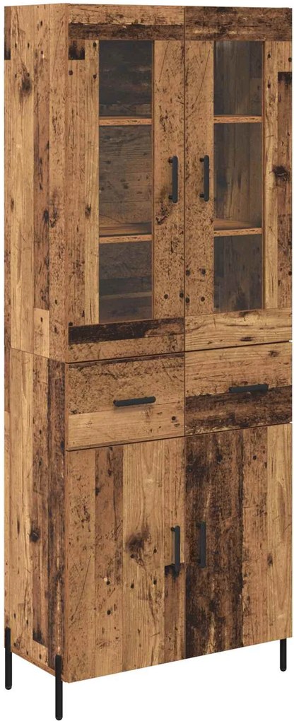 vidaXL Magasfiú Falra szerelhető Öreg fa 69,5 x 34 x 180 cm Faanyag