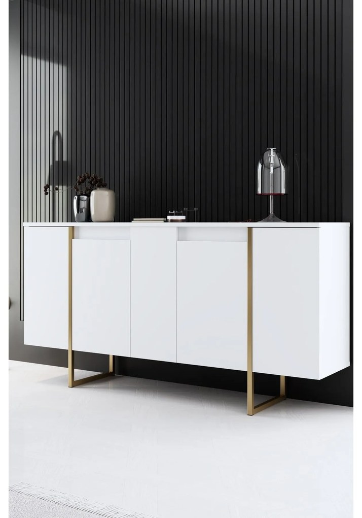 Konzolasztal Luxe - White, Gold