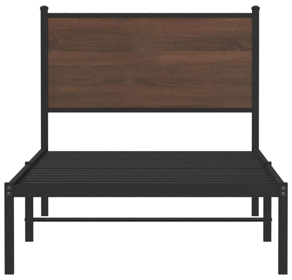 barna tölgy színű fém ágykeret matrac nélkül 90 x 200 cm