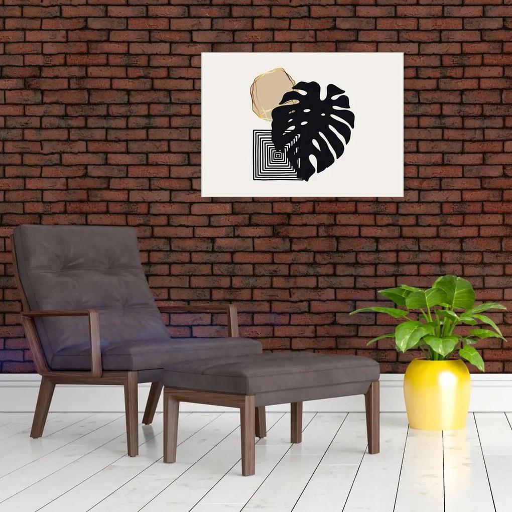 Üveg kép - Absztrakció trópusi levelekkel N⁰2 (70x50 cm)