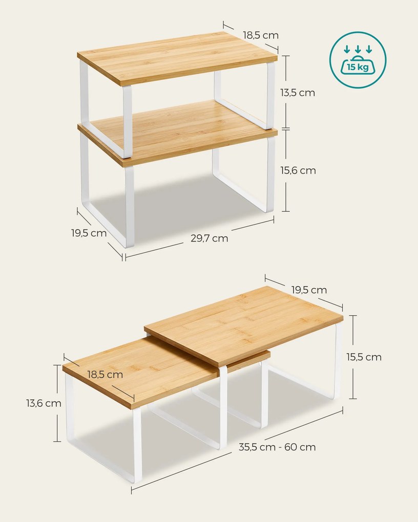 MARZO konyhai polc készlet bambusz díszítéssel, 2db