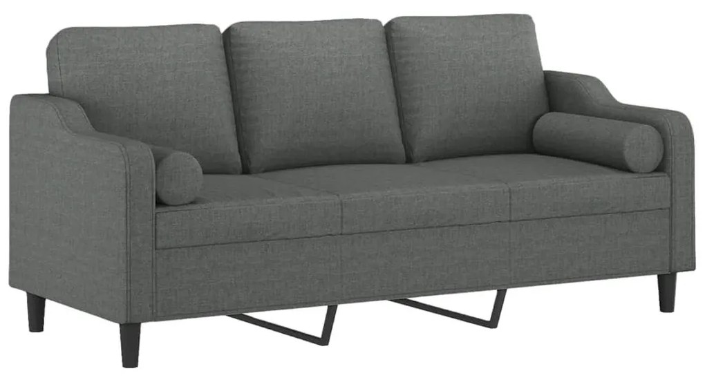 vidaXL 3 személyes sötétszürke szövet kanapé díszpárnákkal 180 cm