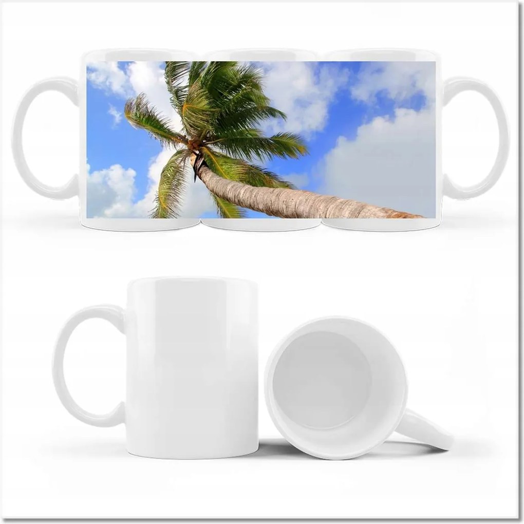 Pálmafa az óceán felett fényképes bögre