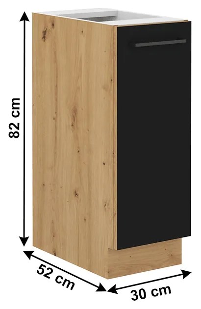 Alsó konyhaszekrény Meriel 30 D CARGO (fekete + artisan tölgy). 1034000