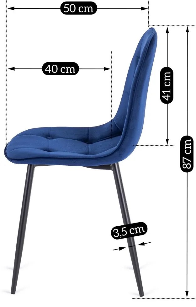 Sötétkék Bársony Étkezőszék ARIS