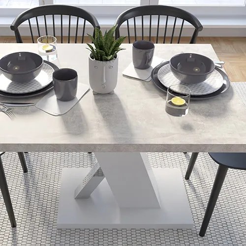 TORRE Étkezőasztal Fehér/Márvány Színben 138 cm