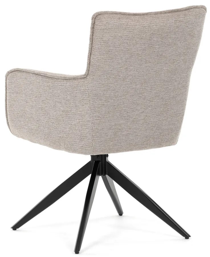 Scaun de sufragerie pivotant, arcuri buzunar în scaun, mecanism rotativ la 180°, tapițerie impermeabilă culoarea trufe, metal negru