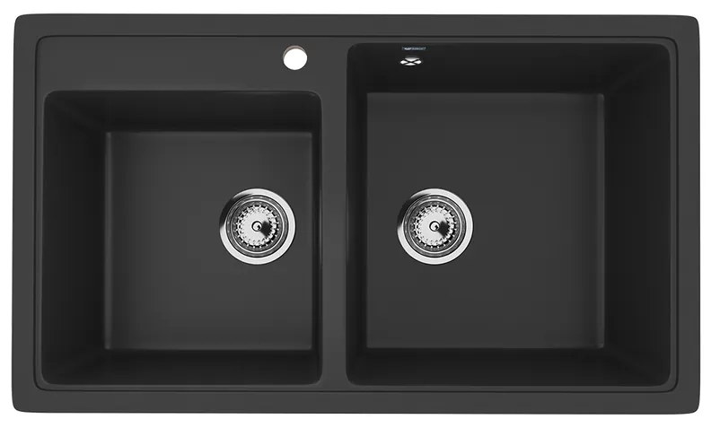 Ulgran U-200-344 Gránit Mosogatótálca - Extra mély, Kétmedencés, Matt fekete