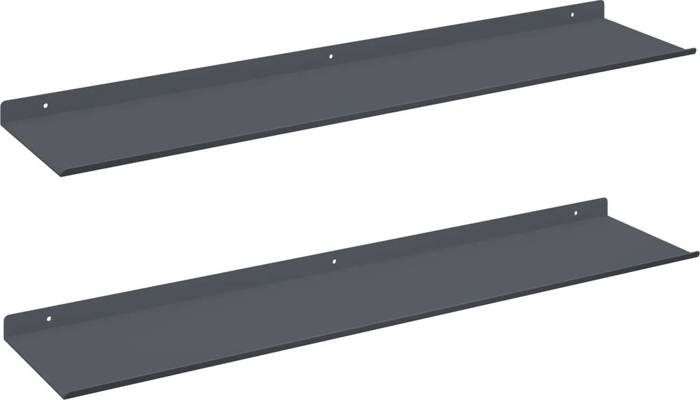 vidaXL Lebegő polc 2 pcs Antracit 80 x 18 x 2,5 cm Acél