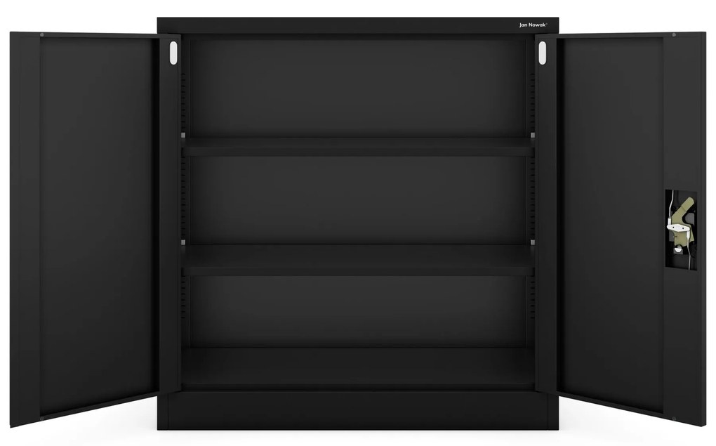 Alacsony fém irattartó szekrény BEATA, 900 x 930 x 400 mm, fekete