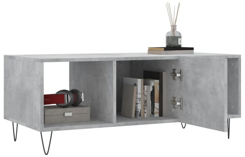 Betonszürke szerelt fa dohányzóasztal 102 x 50 x 40 cm