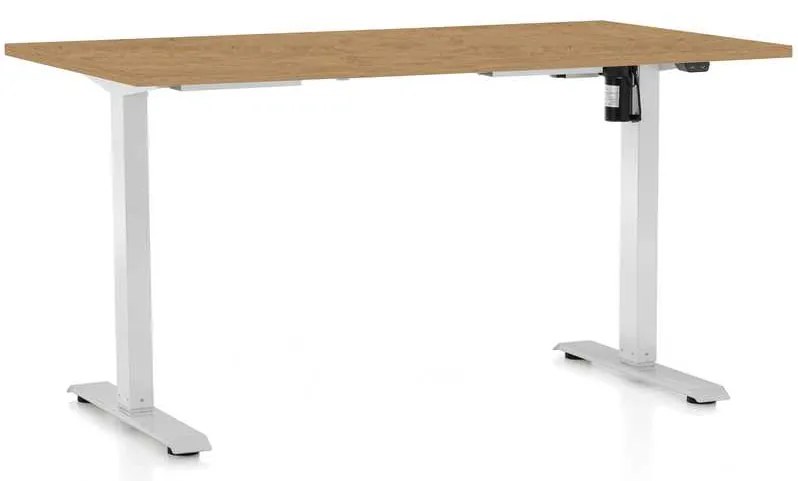 OfficeTech A állítható magasságú asztal, 120 x 80 cm, fehér alap, köves tölgy