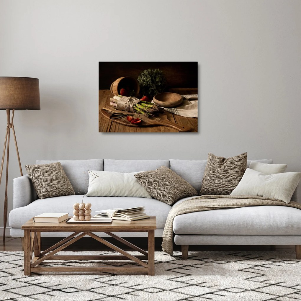 Spárga az asztalon képe (üvegen) (70x50 cm)
