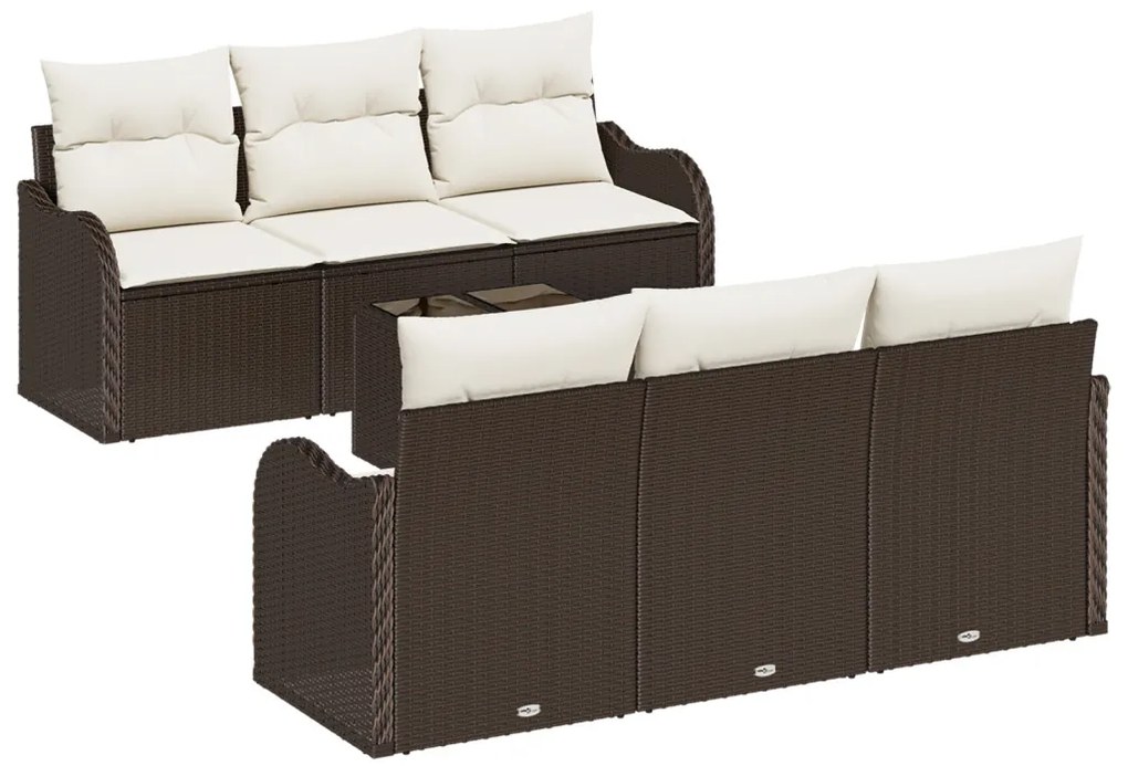 Kerti Kanapé Szett 7 pcs Barna 55 x 55 x 37 cm Poli rattan