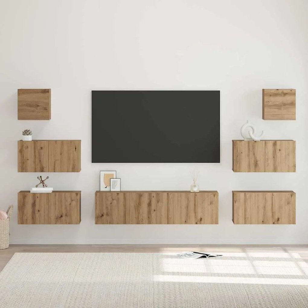 TV szekrény garnitúra 8 pcs kézműves tölgy 60 x 30 x 30 cm