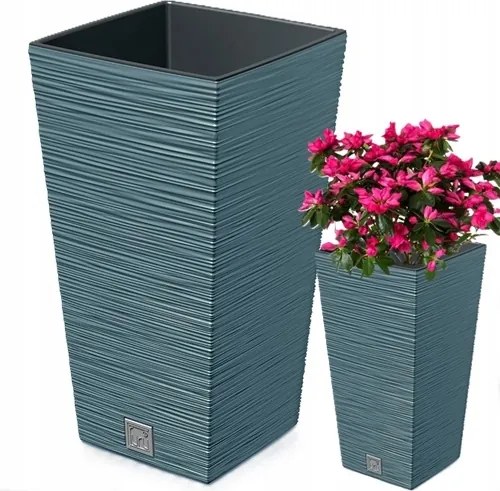Virágtartó Nagy XXL 24x24X45cm 19l Négyzet Betéttel Kék 1DB