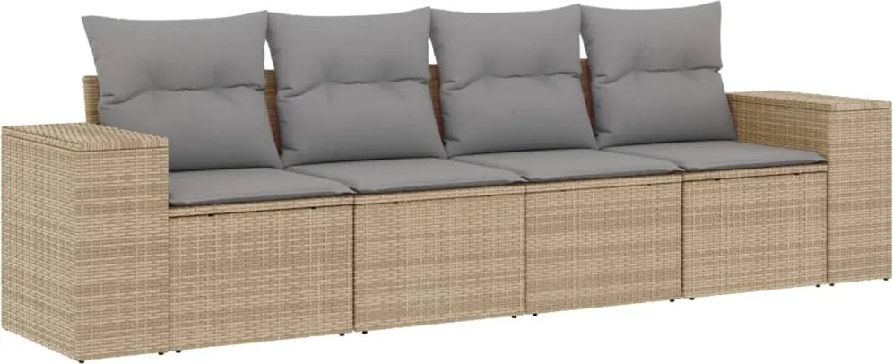 vidaXL 4 részes bézs polyrattan kerti ülőgarnitúra párnákkal