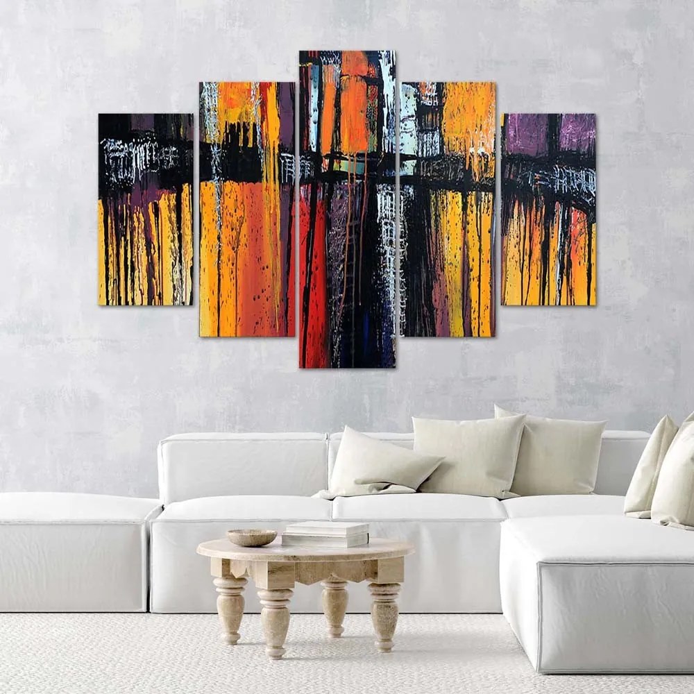 Gario Vászonkép Tüzes absztrakció - 5 részes Méret: 150 x 100 cm