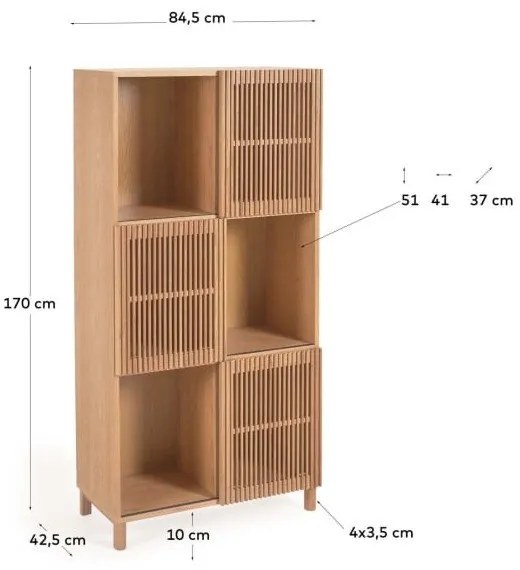 Natúr színű könyvespolc tolóajtóval, tölgyfa dekorral 85x170 cm Beyla – Kave Home