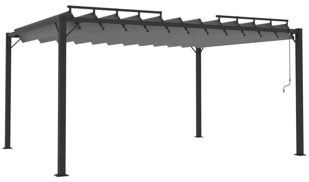 szürke szövet és alumínium pavilon lamellás tetővel 3 x 4 m