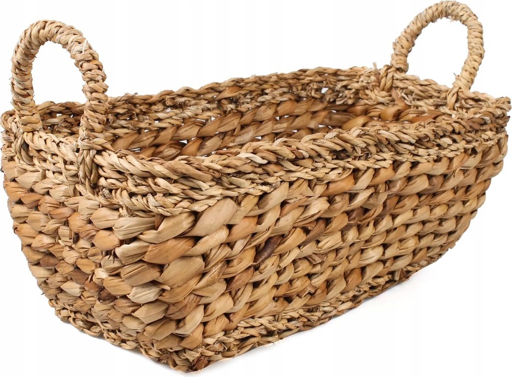 Téglalap Alakú Boho Tengerifű Kosár Fogantyúkkal 40x24x21 cm